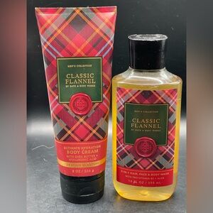 Bath & Body Works Men’s Classic Flannel Body Cream 8oz, 3-in-1 Wash 10oz Set NWT